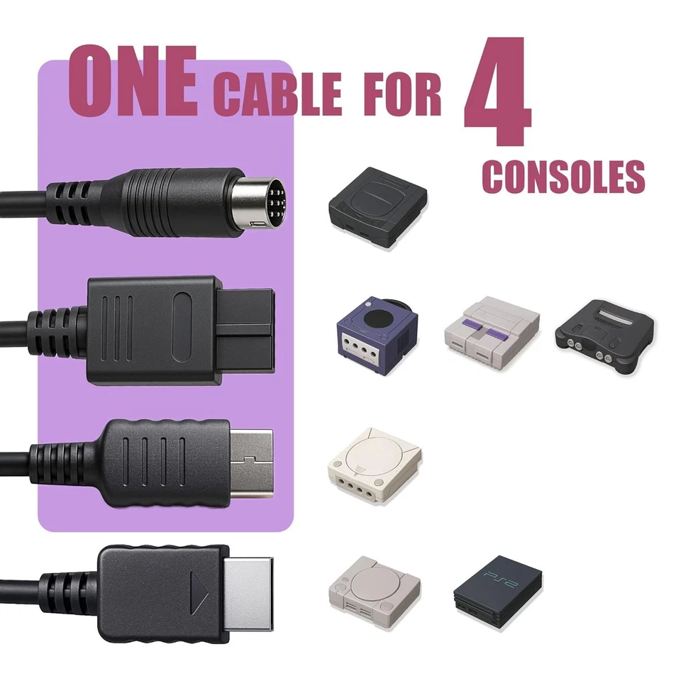 Versatile 6 ft S-Video AV Cable for SNES, N64, PS1 with Gold-Plated Connectors - Image 4 of 4