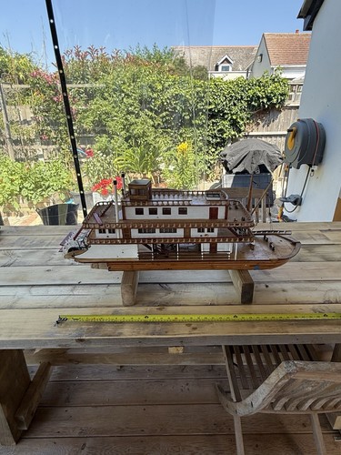 RC PADDLE STEAMER WOODEN LARGE NEEDS SOME WORK PROJECT BOAT 90CM