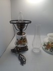 Vintage Quoizel Gone With The Wind Hurricane Three Way Lamp White Floral 21"  — photo 3