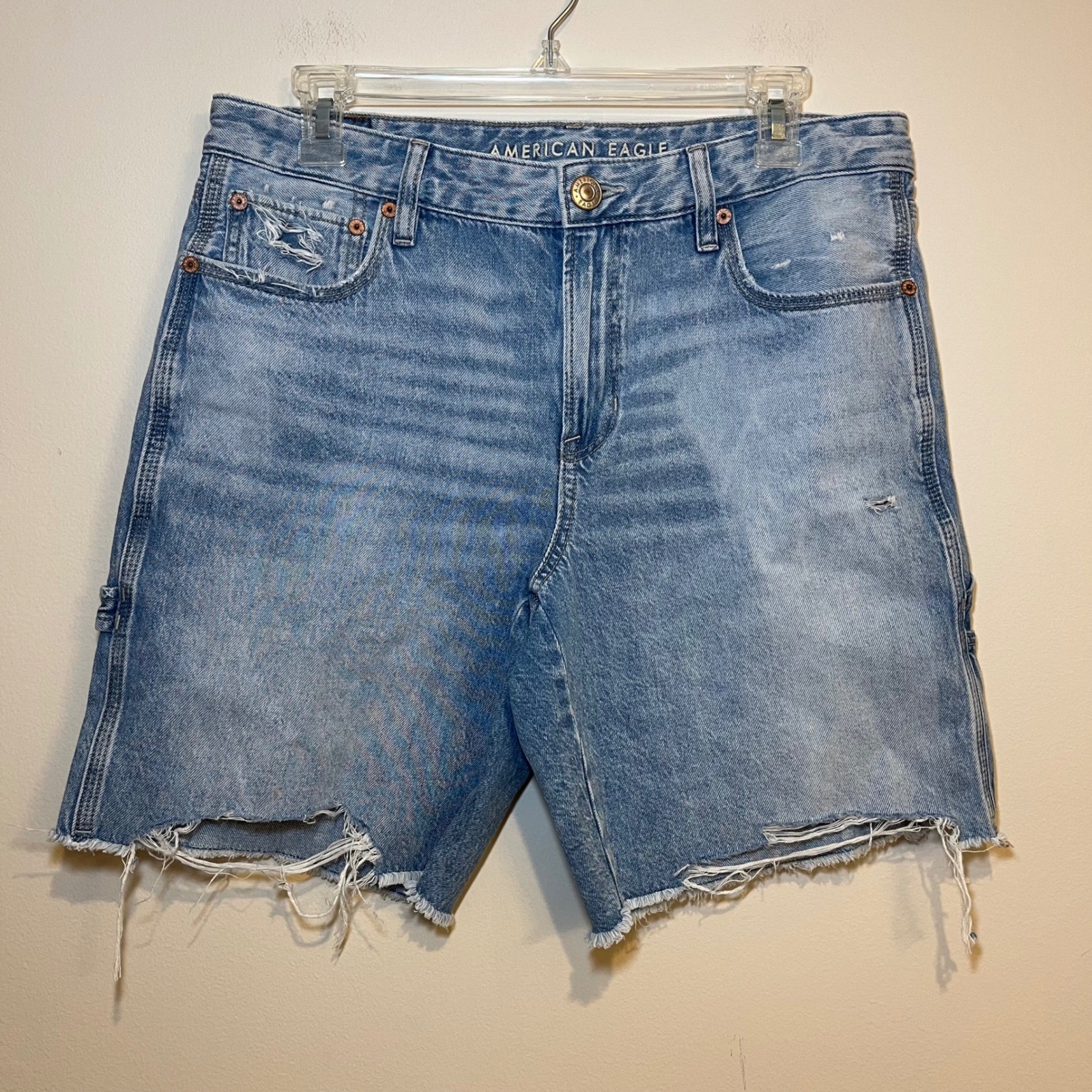 American Eagle Jean Shorts Jorts Low Rise Baggy Carpenter Blue Denim  Size 6