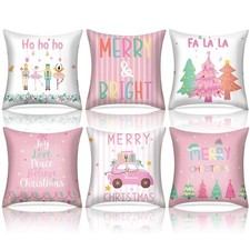6 Pcs Pastel Christmas Throw Pillow Covers 18 x 18 Inch Pink Nutcracker Xmas ...