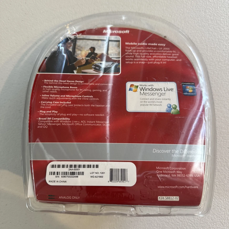 Microsoft Lifechat LX-2000 Compact Mobile Headset Foldable Microphone PC/MAC NIB - Image 2 of 4