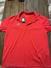Size XL Under Armour Polo Shirt Men's Loose 3 Button Golf Shirt Red NWT