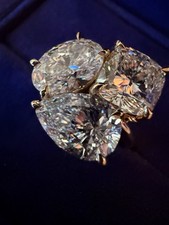 4.25 Carat 3 STONE CUSTOM Lab Diamond Engagement Ring Pear, Cushion, Oval 