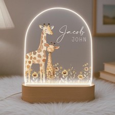 Personalised Giraffe Night Light for Baby, Custom LED Lamp Nursery Gift