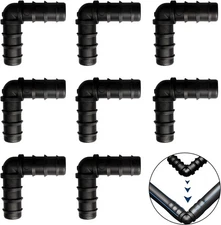 8 Pcs 13mm(1/2 Inch) Garden Barbed Connector, Plastic 90° Elbows 0.5 inch 