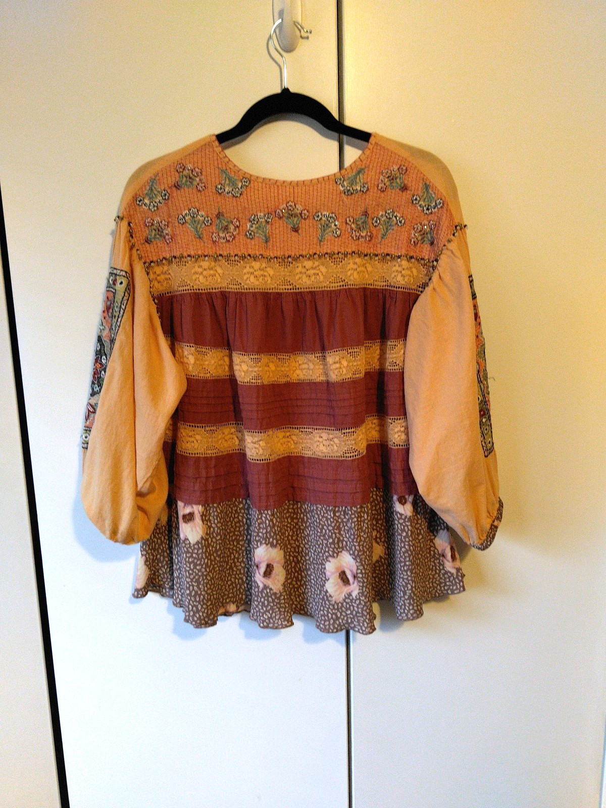 John Mark Patchwork Tunic Top Size S Embroidered … - image 1