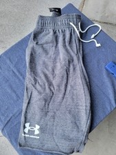 Under Armour Sweat Shorts Men's Small S Drawstring Logo Pocket Heathered Gray