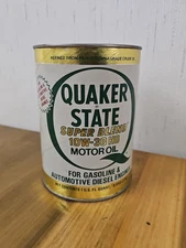 VINTAGE QUAKER STATE SUPER BLEND 10W-30HD OIL NOS FULL QUART CAN COMPOSITE
