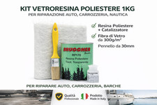 Kit Vetroresina Resina Poliestere Liquida Kg 5 per Riparazioni e Rinforzi