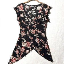 Vintage Y2K S Small Top 90’s 00’s Babydoll Tie Back Self Esteem Asymmetrical