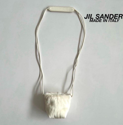 [New] Jil Sander Fur White Shoulder Tote Hand Mini Bag Authenticated Vintage