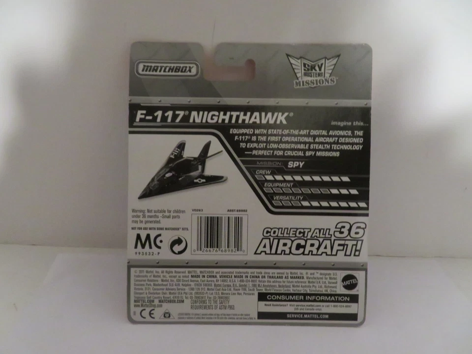 Matchbox Sky Busters Missions F-117 Nighthawk Black 2011 MOC - Image 4 of 4