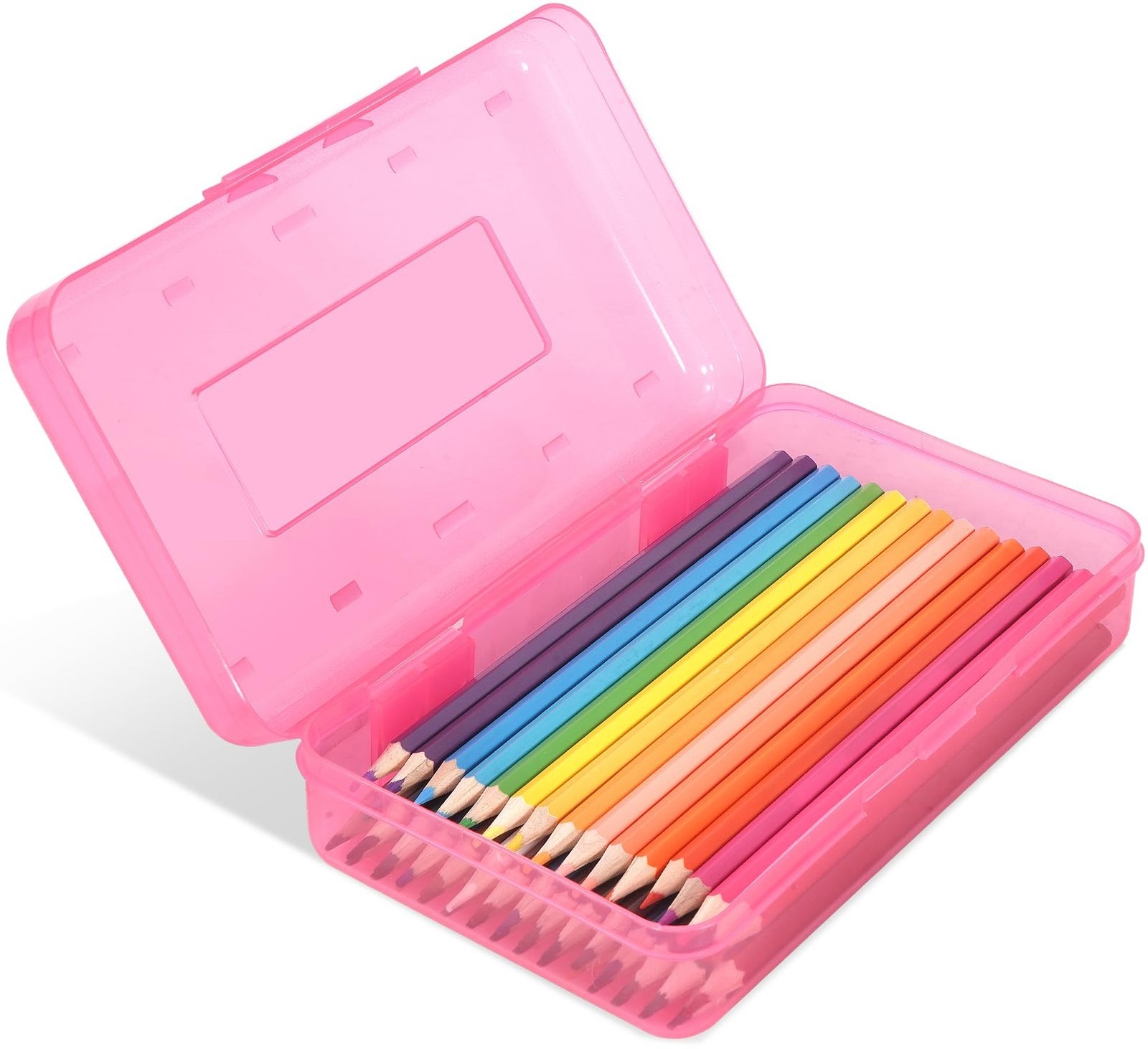 Colored Plastic Pencil Box, Large Capacity Pencil Case, Penc