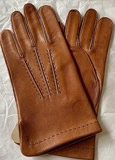 Hanson CADET Vintage Gloves Size 7 1/2 Brown Leather Driving Dress Men/Women