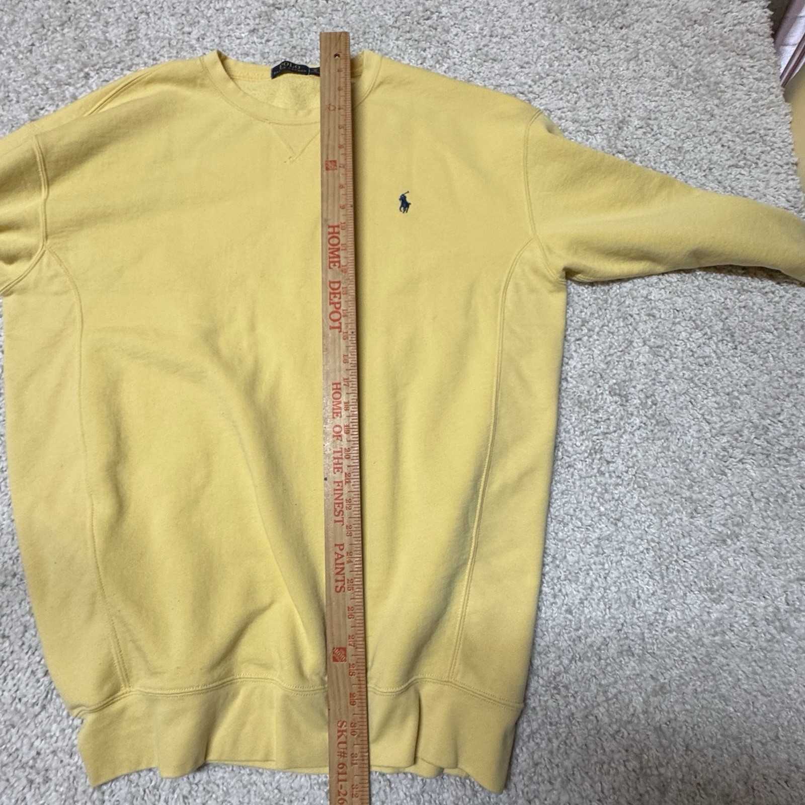 Polo Ralph Lauren uomo LT felpa alta gialla classica girocollo blu pony
