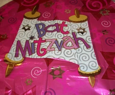 Bat Mitzvah Mylar Balloons Lot of 10 Pink Torah Star Of David Party Decoration