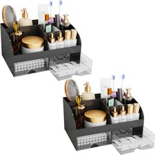 Makeup Organizer with Drawers, Cosmetic Storage for Dresser Vanity Bathroom, 2-P