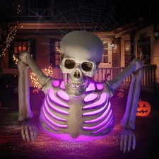 10 Inch Halloween Skeleton with Different Light Colors, Holiday Party Home Ha...