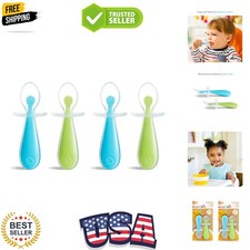 Silicone Scoop Trainer Spoons with Choke Guard for Baby Led Weaning, 4 Count,...