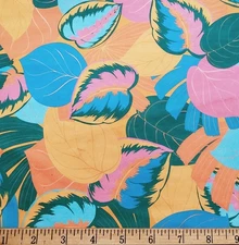 Colorful Tropical Leaves Print Nylon Spandex Fabric