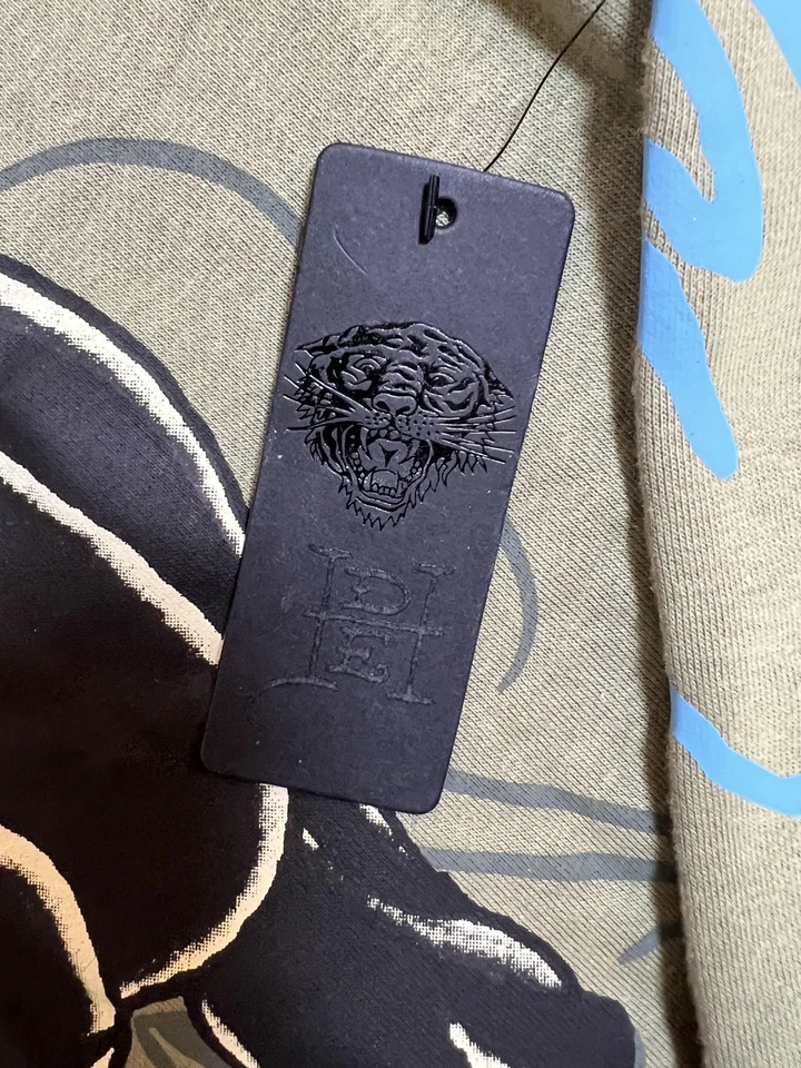 Ed Hardy Sudadera con Capucha Para Hombres Mediana Verde Tatuaje Pantera Gráfico Pullover Sudadera Nueva Foto 3 de 4