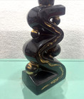 Vintage MCM Kron Ceramic Lamp Zig-Zag Mid Century Modern Atomic black gold 1950s — photo 3