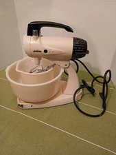 Vintage Sunbeam Pink Stand Mixer Mixmaster with Attachments Beaters Bowls 1950s