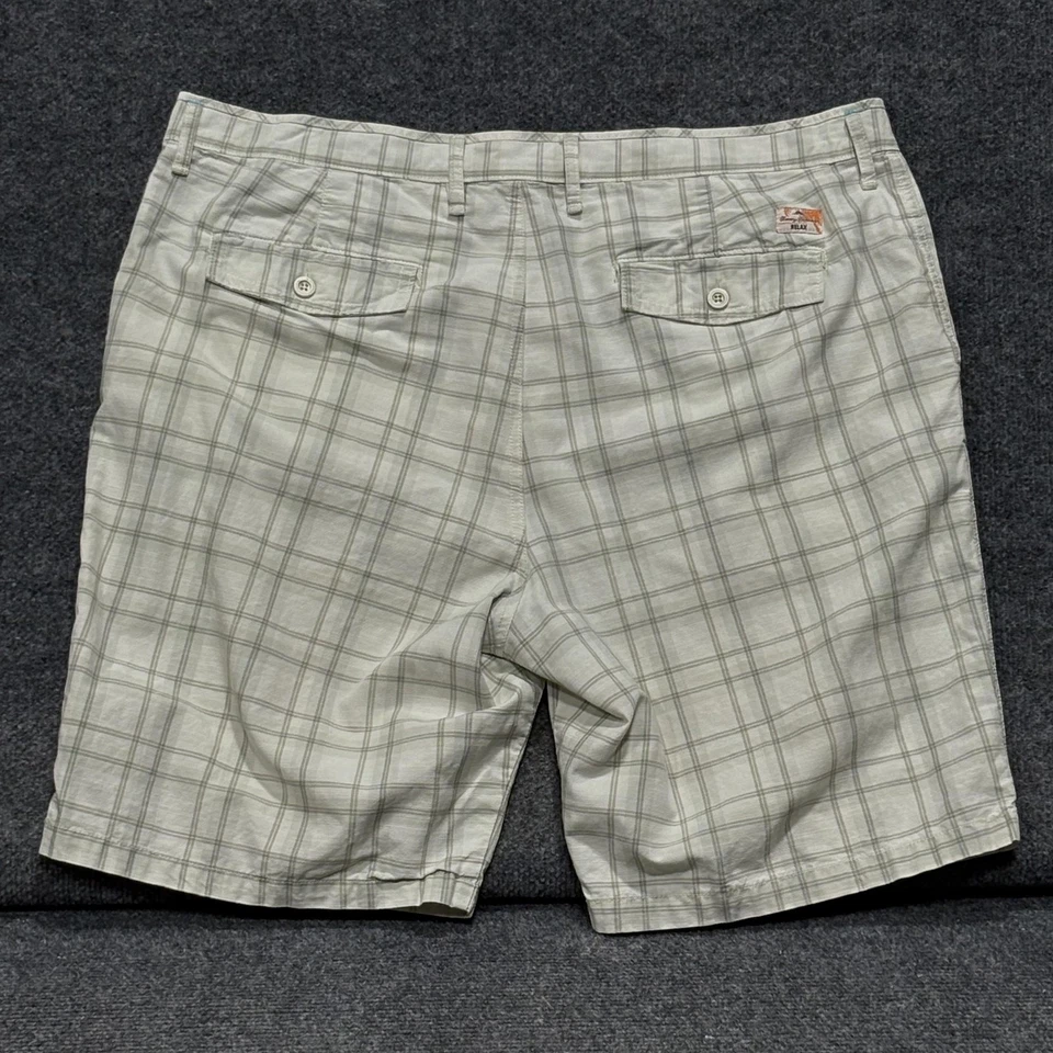 Tommy Bahama Relax Shorts Mens 38 Beige Gray Plaid Tencel Lyocell Stretch Chino - Image 2 of 4