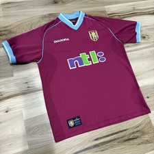 ASTON VILLA 2001 2002 VINTAGE HOME DIADORA SHIRT SOCCER JERSEY SIZE MEDIUM