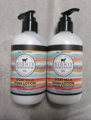2 DIONIS  GOAT MILK  BODY LOTION  - PUMP  - SEA TREASURES - 8.5 FL OZ  - NEW