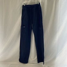 QBK Women  s Scrub Pants Navy XS High-Rise Wide-Leg Cargo