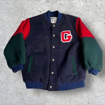 Guess USA by Georges Marciano Boys Wool Letterman Snap Down Jacket Size S