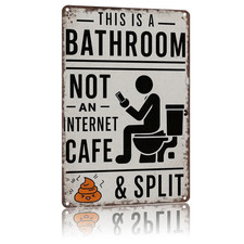 Funny Bathroom Wall Decor Metal Sign Vintage This Is a Bathroom Not an Internet