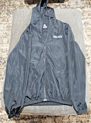 Palace Windbreaker Jacket Black Hooded Full Zip Reflective Gradient Logo Men s