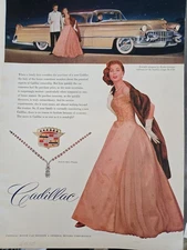 1955 Cadillac Coupe De Ville Car Harry Winston necklace evening gown vintage ad