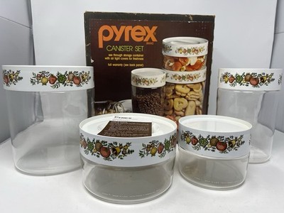 Pyrex Vintage Spice O Life See 'N Store Canister Set W/Lids 4 Pcs New in Box NOS