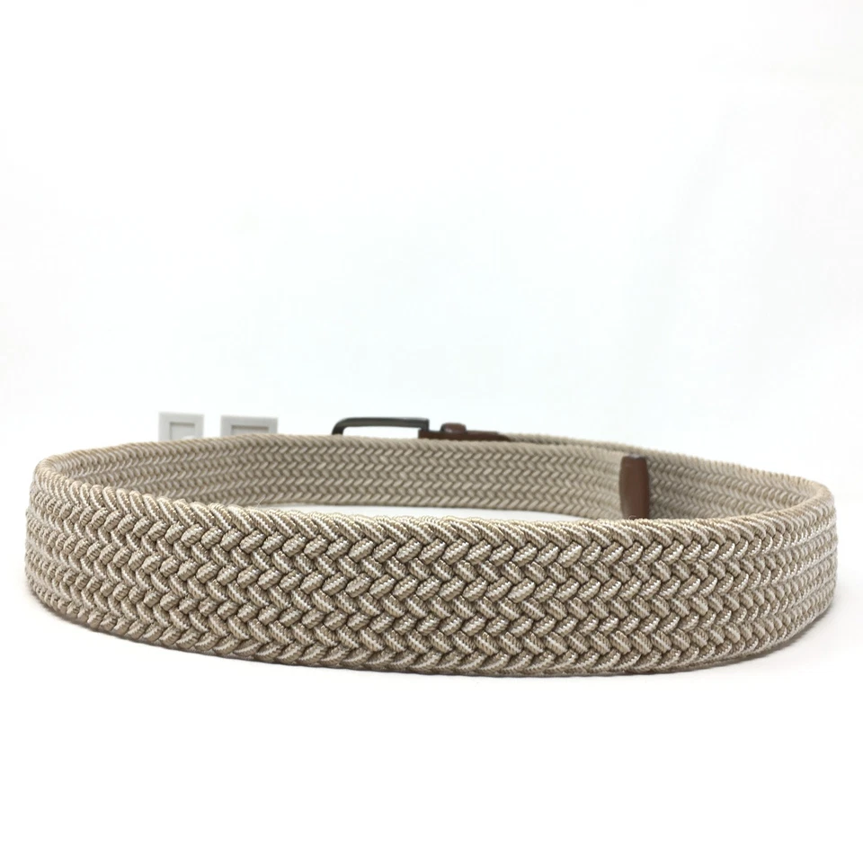 NUEVO Cinturón Perry Ellis Para Hombre Talla 34-36 Beige Marrón Elastizado Informal Preppy Golf Foto 3 de 4