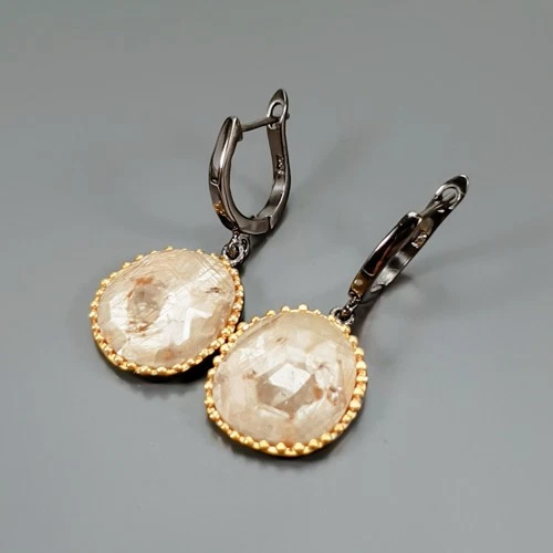 Joyería 28 ct+ Pendientes Zafiro Dorado Natural Plata de Ley 925/E129085 Foto 2 de 4