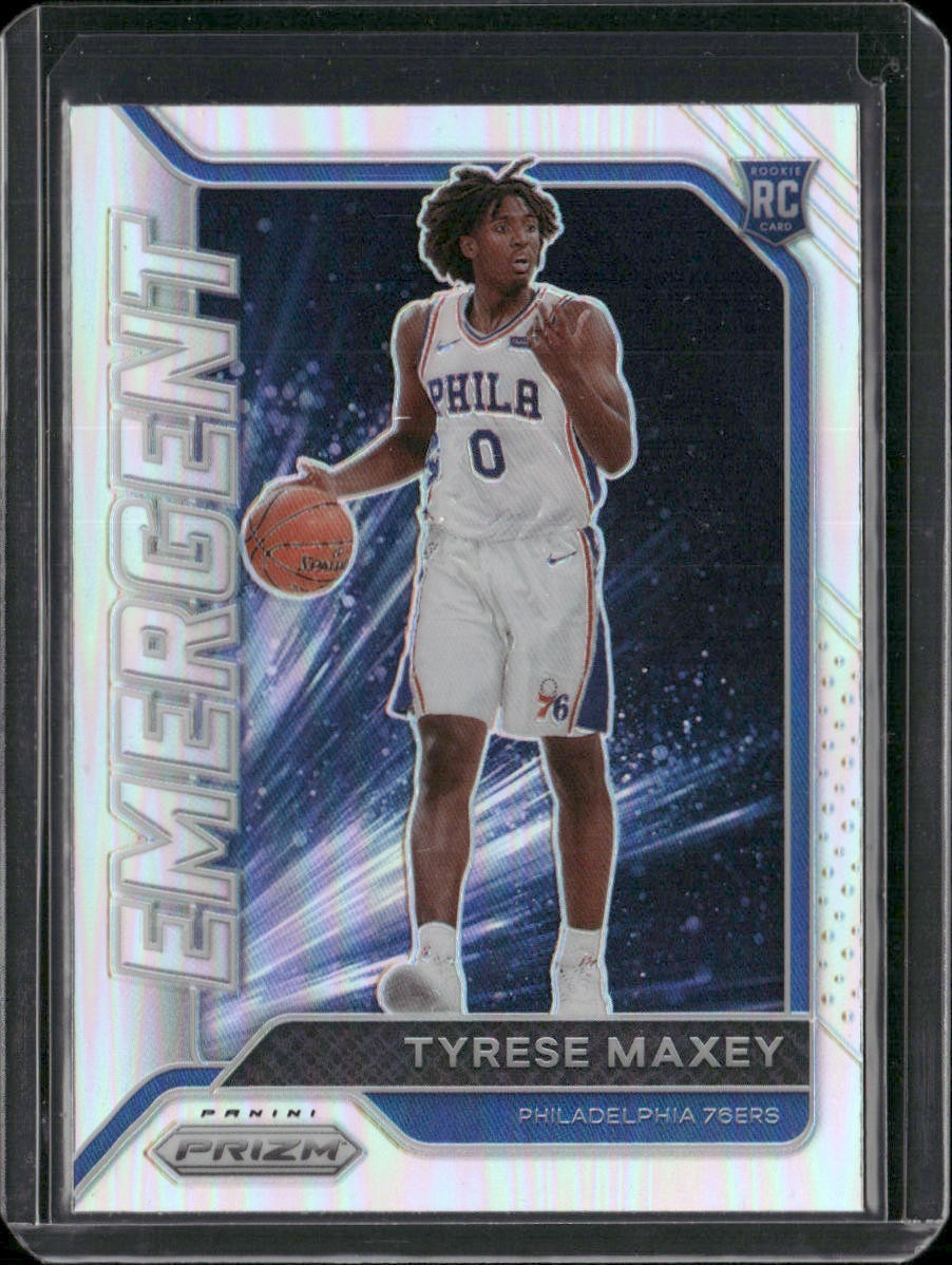 2020-21 Panini Prizm Tyrese Maxey #24 Emergent Silver Prizm Rookie