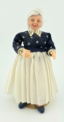 ''Grandma Sarah'' Colonial Dress Artisan Sculpted Mini Dollhouse Doll 1/12 Vintage