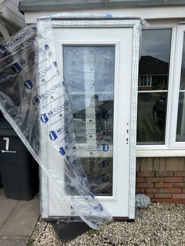 EXTERIOR COMPOSITE FRONT DOOR, HEAVY DUTY SECURE, BLACK, BLUE, YELLOW & MORE - Picture 6 of 7
