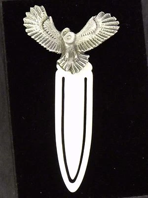 A E WILLIAMS OWL PEWTER BOOK MARK IN FLIGHT - IDEAL GIFT - BOOKMARK - GIFT BOXED
