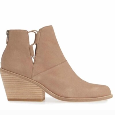 NWOB Eileen Fisher Tote Nubuck Leather Ankle Bootie 9 Stacked Heel