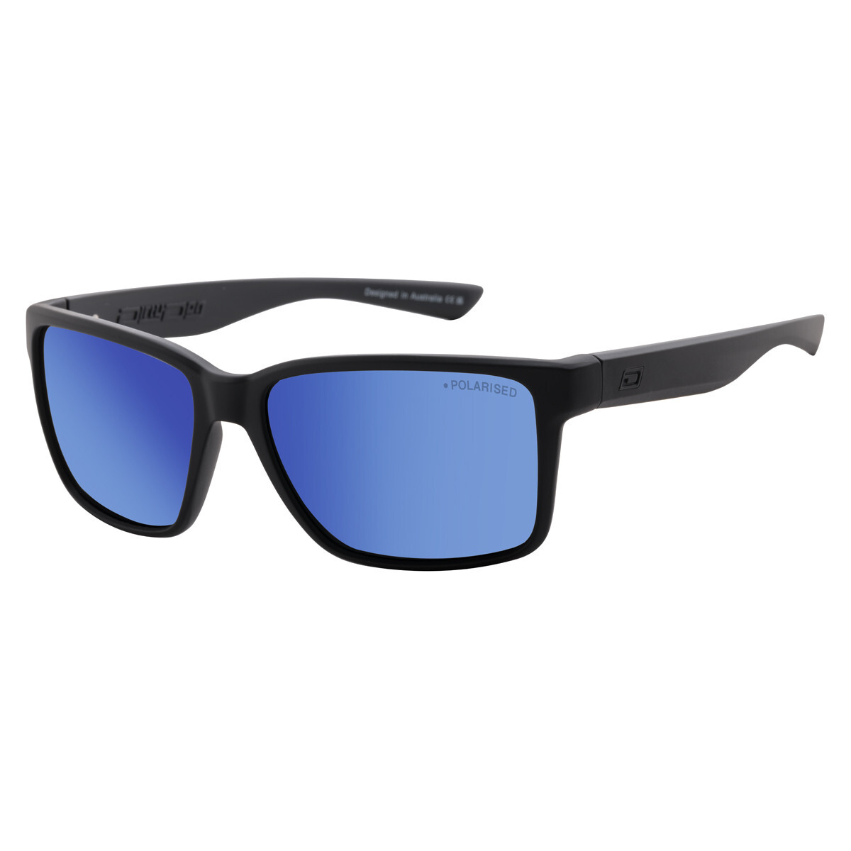 DIRTY DOG YOLO Mens/Womens POLARISED Sunglasses SATIN BLACK / BLUE FUSION MIRROR