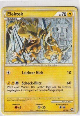 Pokemon Karte Heartgold Soulsilver Triumph Nr. 33/102 Elektek deutsch