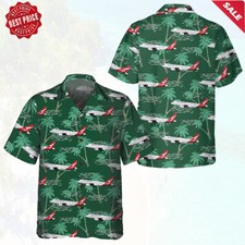 Airbus Pattern Tropical Aircraft Airplane Aloha Hawaiian Shirt With Pockets S-5X