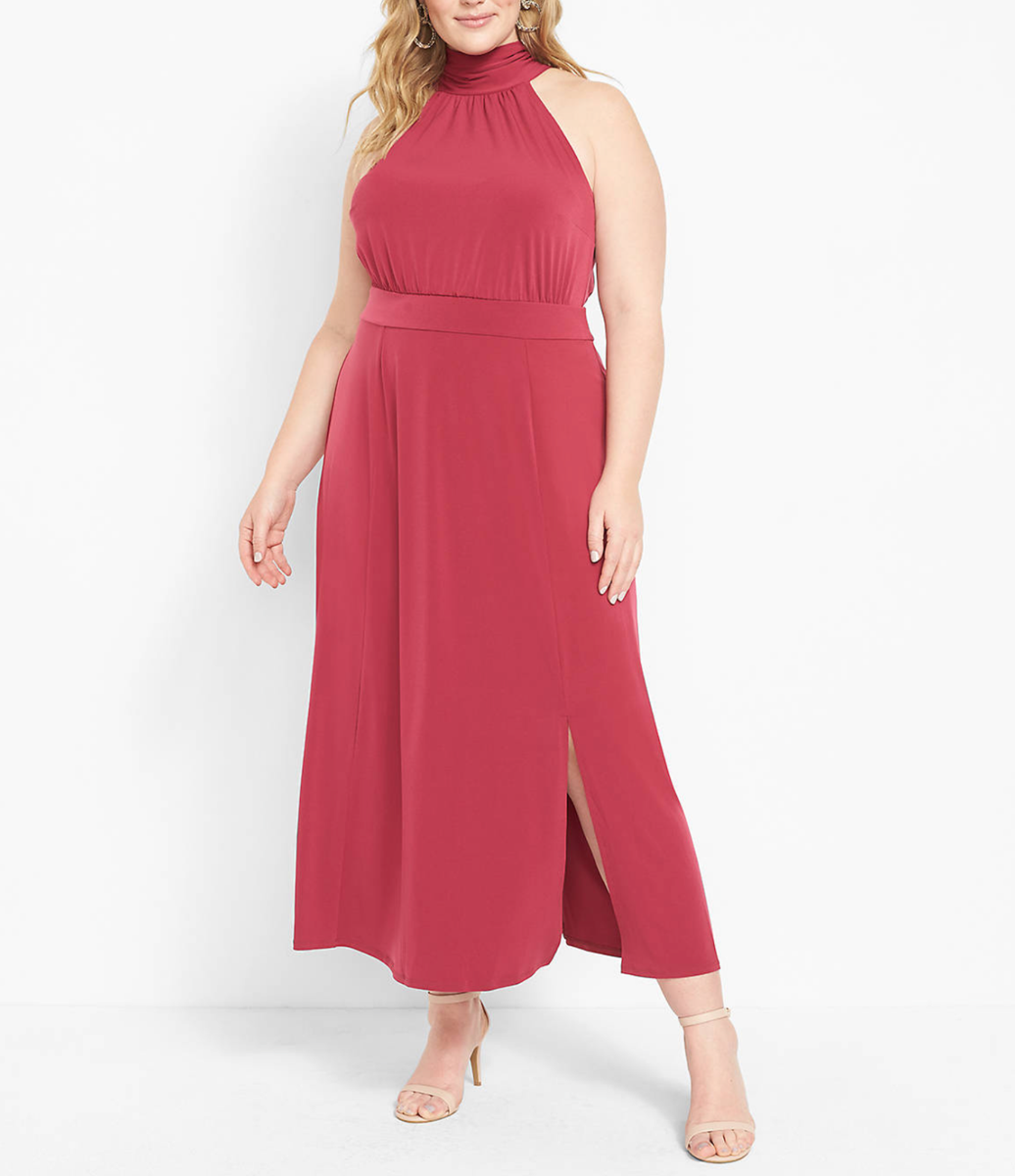 LANE BRYANT WOMEN'S ANEMONE SLEEVELESS HALTER-TIE NECK MAXI DRESS Sz 34/36  | eBay