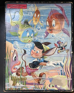 Disney Pinocchio Puzzle Vintage 1953 Whitman Picture Frame Tray 2625-29 Complete