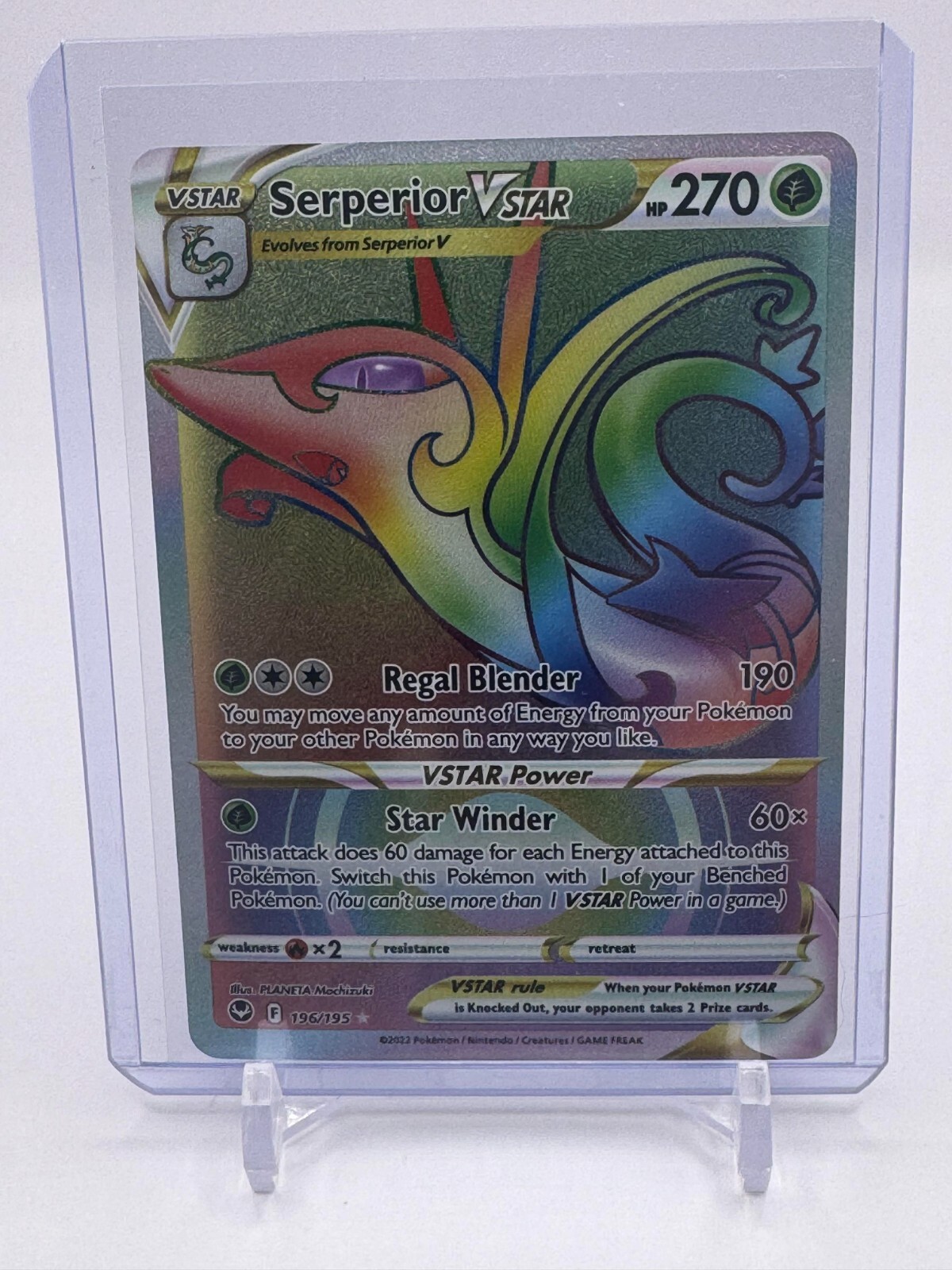 Pokemon Card - Serperior VSTAR Silver Tempest 196/195 Secret Rare Rainbow Holo